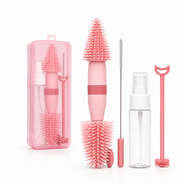 Brosse de nettoyage silicone 3-en-1 pour inserts, tire-laits et biberons | Balulu
