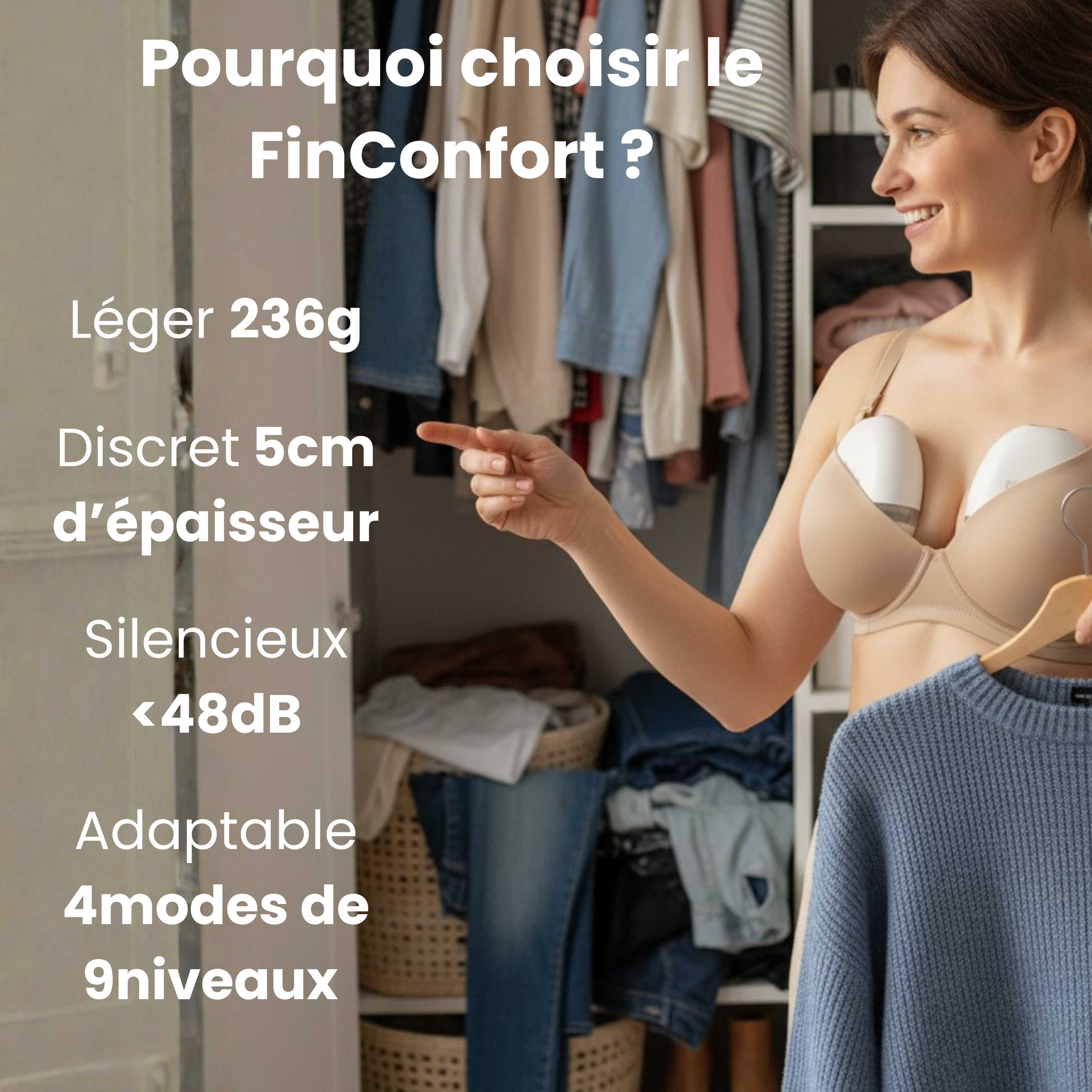 Tire-lait portable ultra fin et silencieux FinConfort