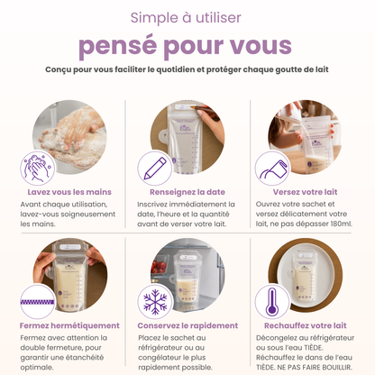 Sachets lait maternel avec indicateur de température