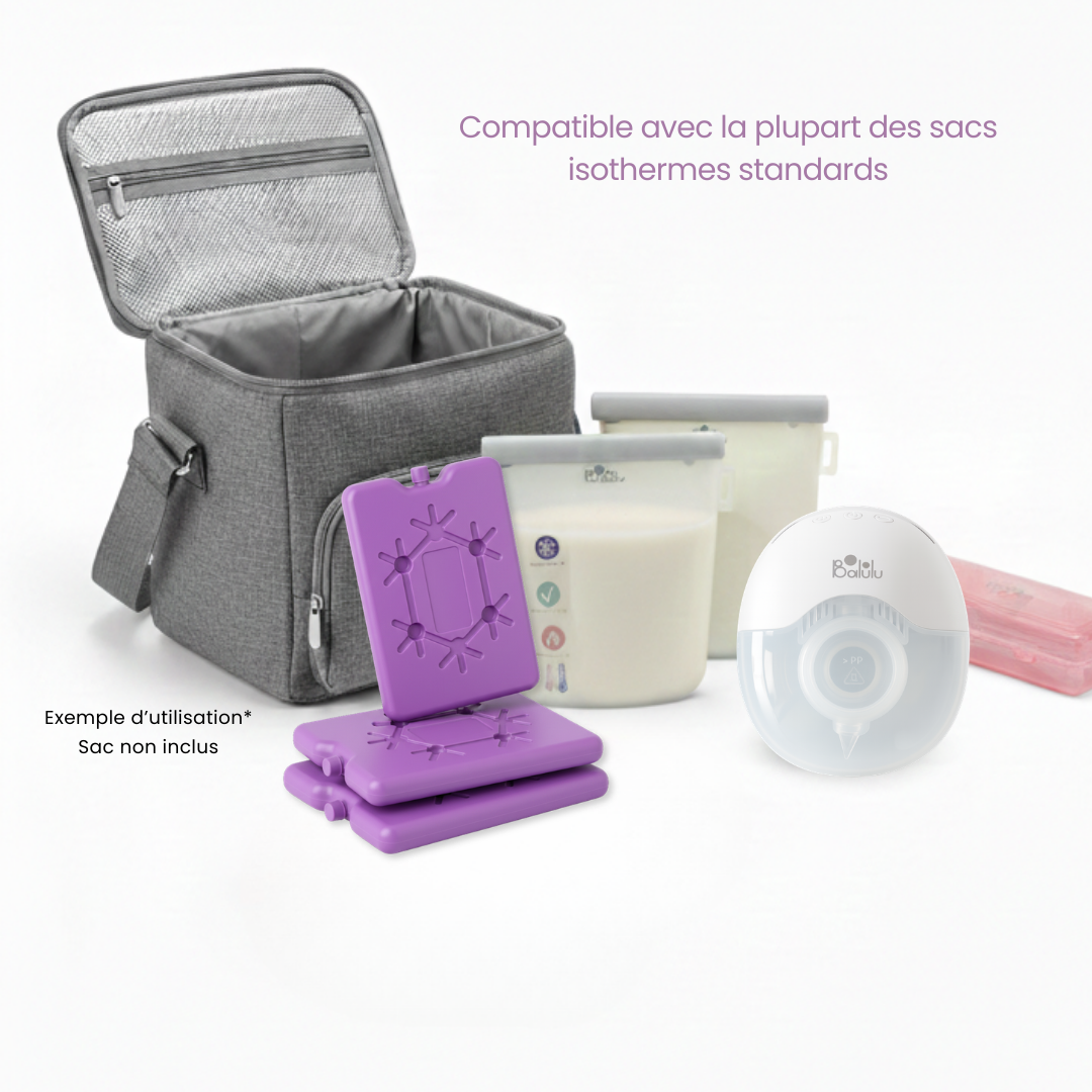 Pain de glace réutilisable pour lait maternel, Conservation froide en déplacement