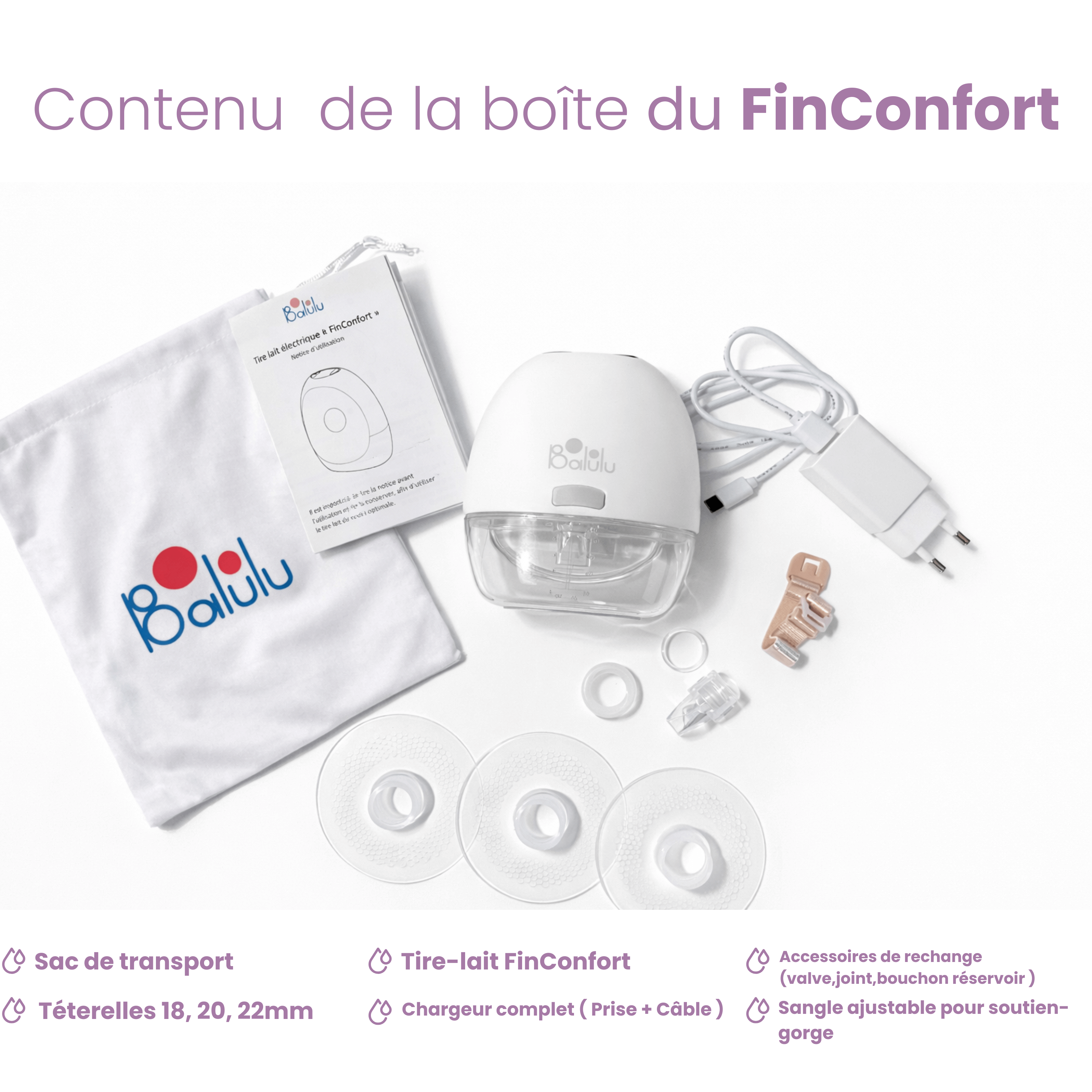 Tire-lait portable ultra fin et silencieux FinConfort