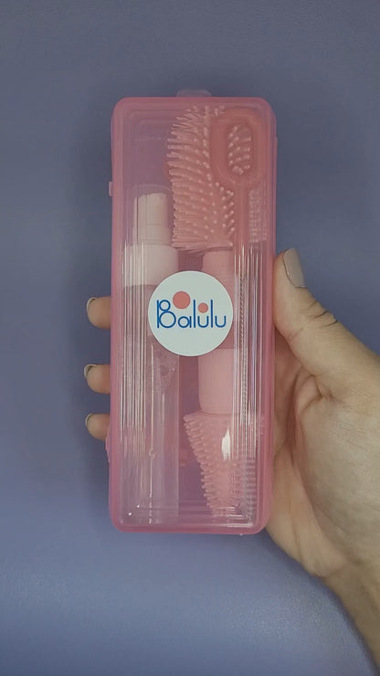 Brosse de nettoyage silicone 3-en-1 pour inserts, tire-laits et biberons | Balulu