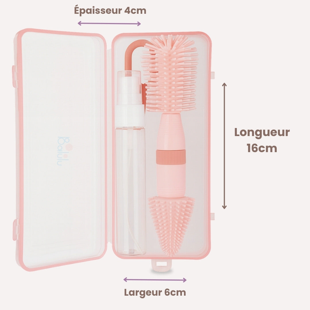 Brosse de nettoyage silicone 3-en-1 pour inserts, tire-laits et biberons | Balulu