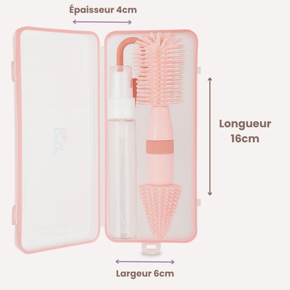 Brosse de nettoyage silicone 3-en-1 pour inserts, tire-laits et biberons | Balulu